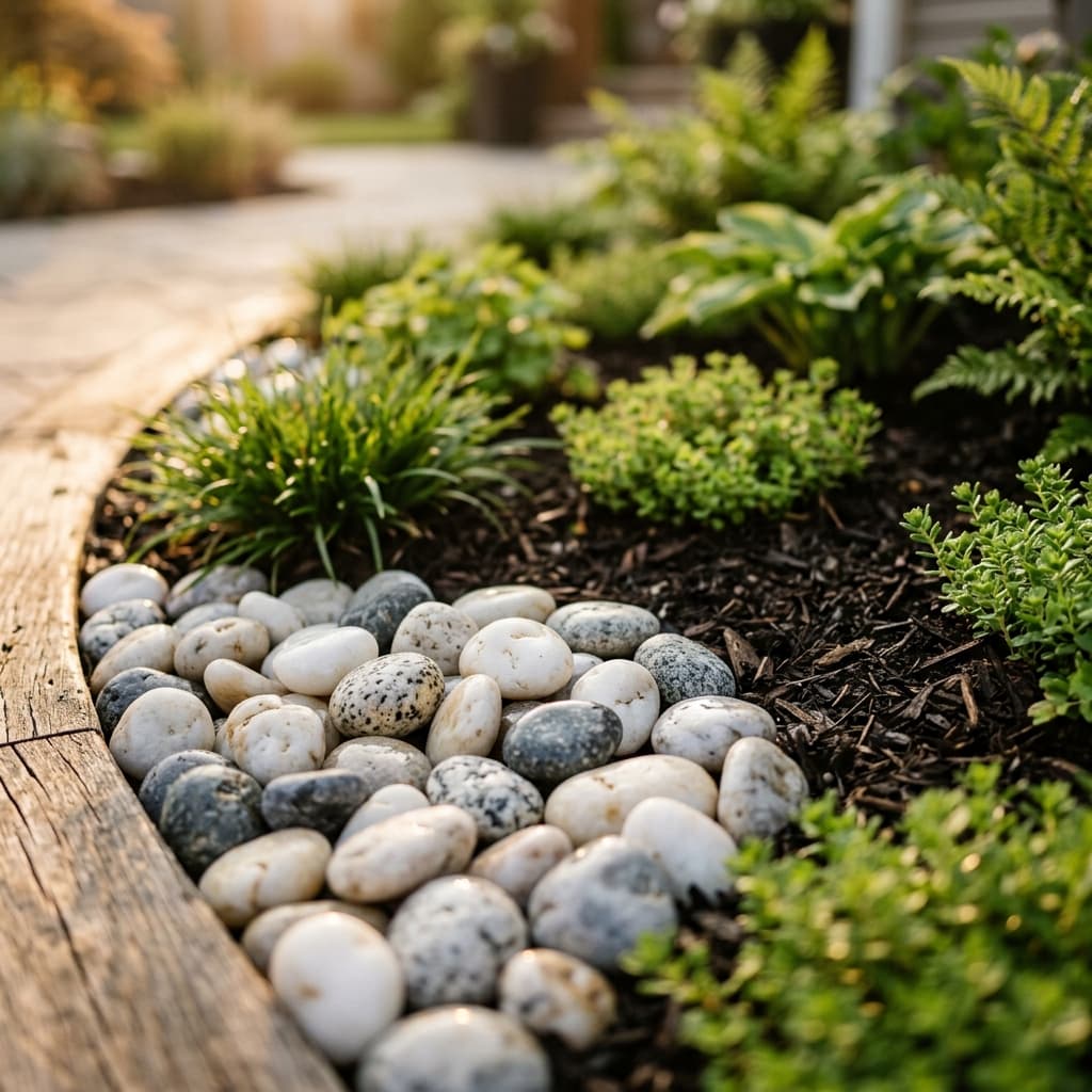 Seixos polidos para jardim decorativo