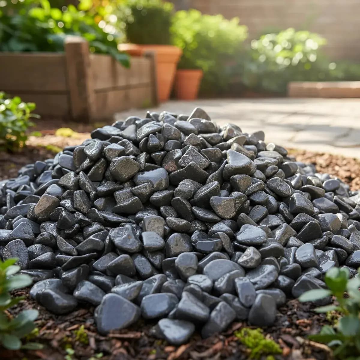 2kg Seixo Preto Natural Pedra De Rio Para Paisagismo Jardim Preto 2 Cm 8 Cm