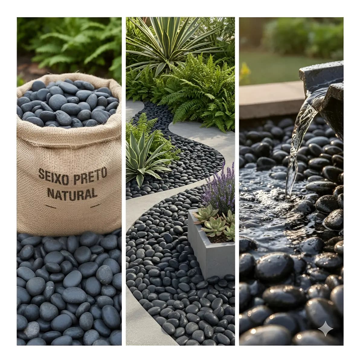 4kg -pedras Ornamentais Para Jardim Seixo Preto Natural Preto 2 Cm 8 Cm