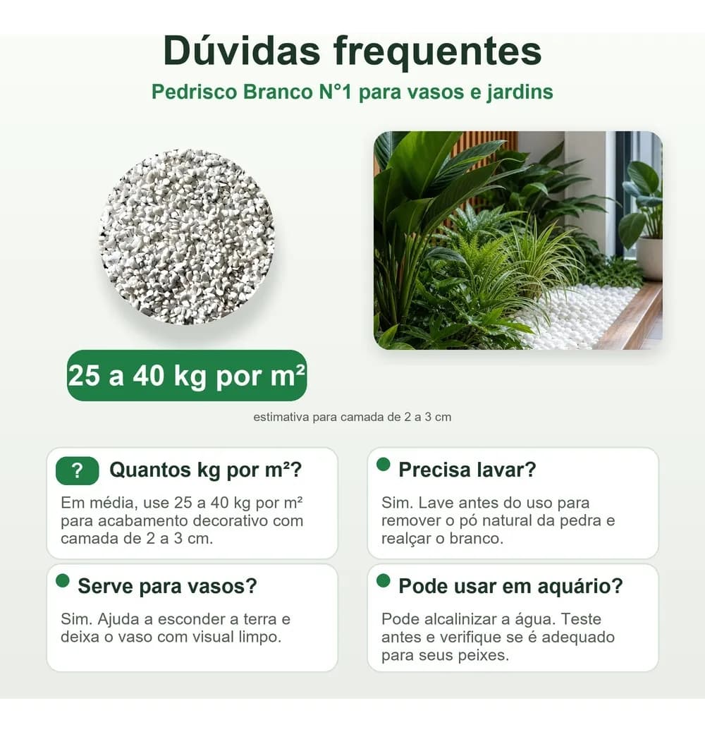 10kg Pedras Ornamentais Pedrisco Branco Pedras P Jardim Nº 1 Branco 1 Mm 1.27 Cm