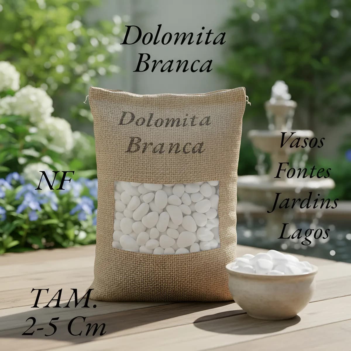Pedra Branca Para Jardim Dolomita 1,0 Kg Tamanho 2-4 Cm